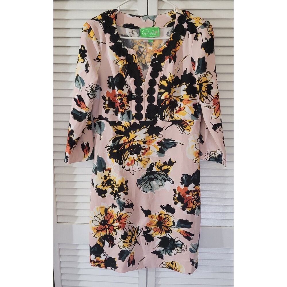 Papagallo  Midi Dress Pale Brown Vintage Floral Pattern Size 4